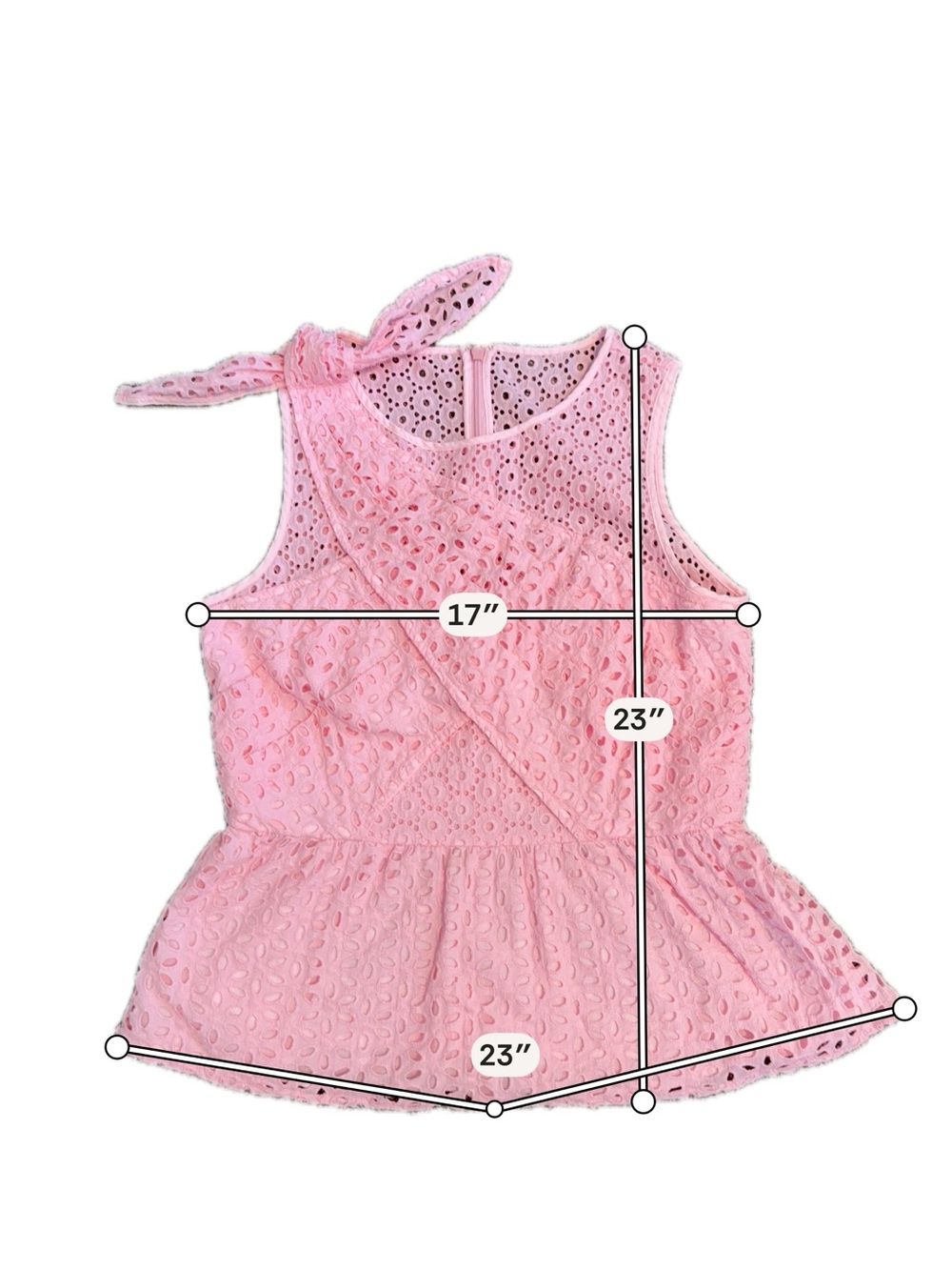 Lilly Pulitzer Pink Eyelet Peplum Bow Shoulder Top - Picture 8 of 8